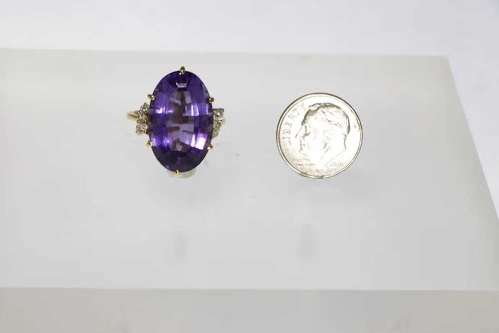 Vintage Oval Amethyst Graduated Diamond Ring - image 4