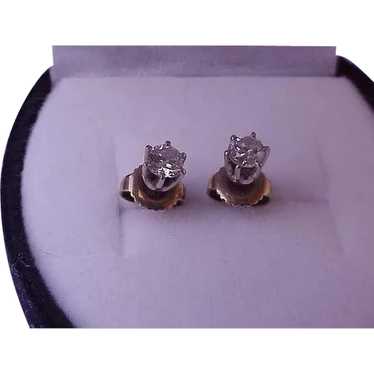 Estate .50ct Diamond 14k White Gold  Earrings Stud