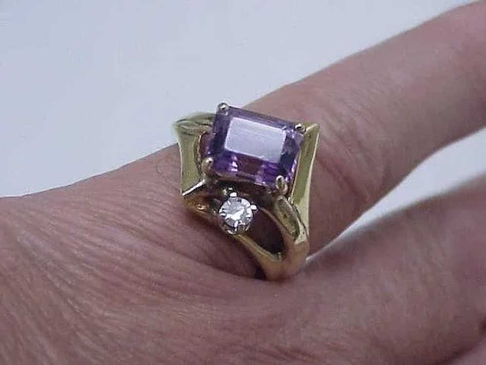 Estate Vintage 14k Yellow Gold 4.00ct Amethyst & … - image 2