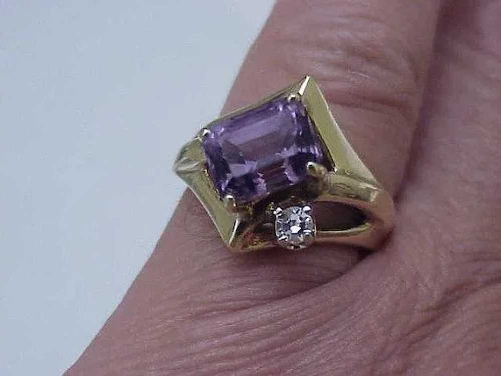 Estate Vintage 14k Yellow Gold 4.00ct Amethyst & … - image 3