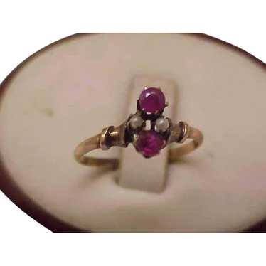 Antique Victorian 12K Gold Antique Genuine Rubies 