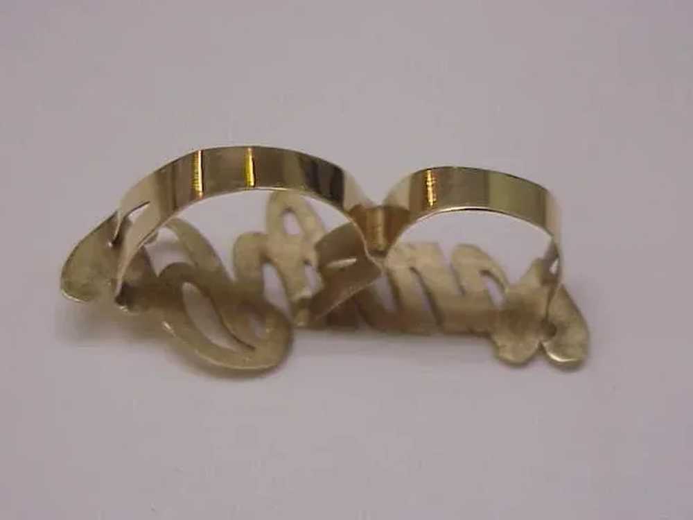 Estate Vintage Solid 14K Yellow Gold Two Finger D… - image 3