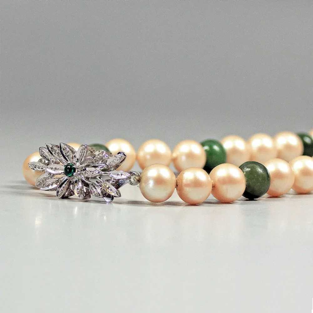 Nephrite pearl beads necklace femme - Old jade ne… - image 8