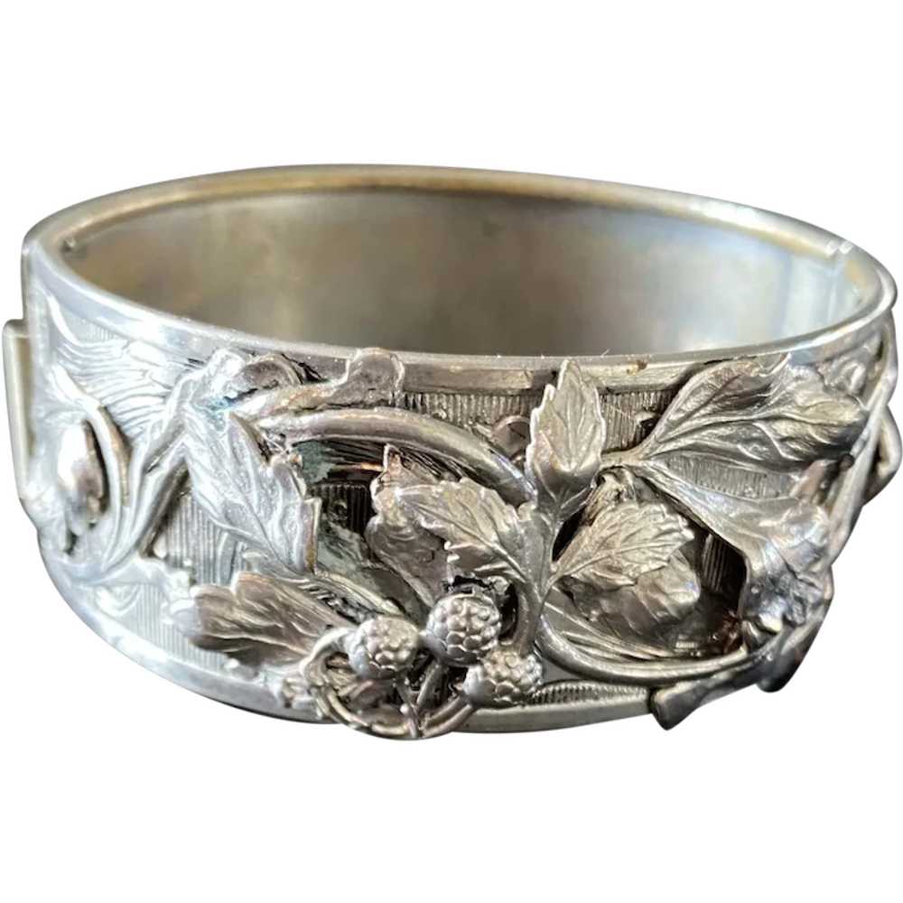 Beautiful Floral Vine Motif Metal Cuff Bracelet - image 1