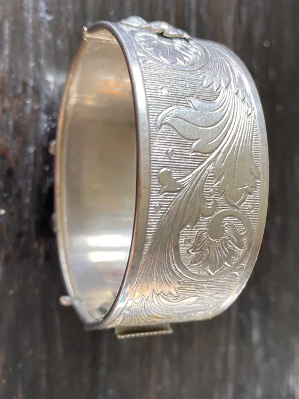 Beautiful Floral Vine Motif Metal Cuff Bracelet - image 2