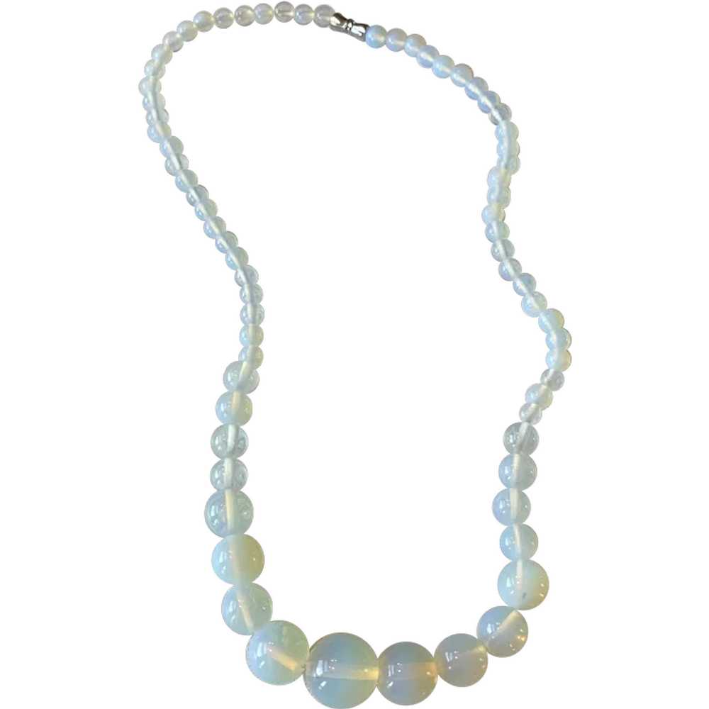 Vintage Opaline Glass Bead Necklace - image 1