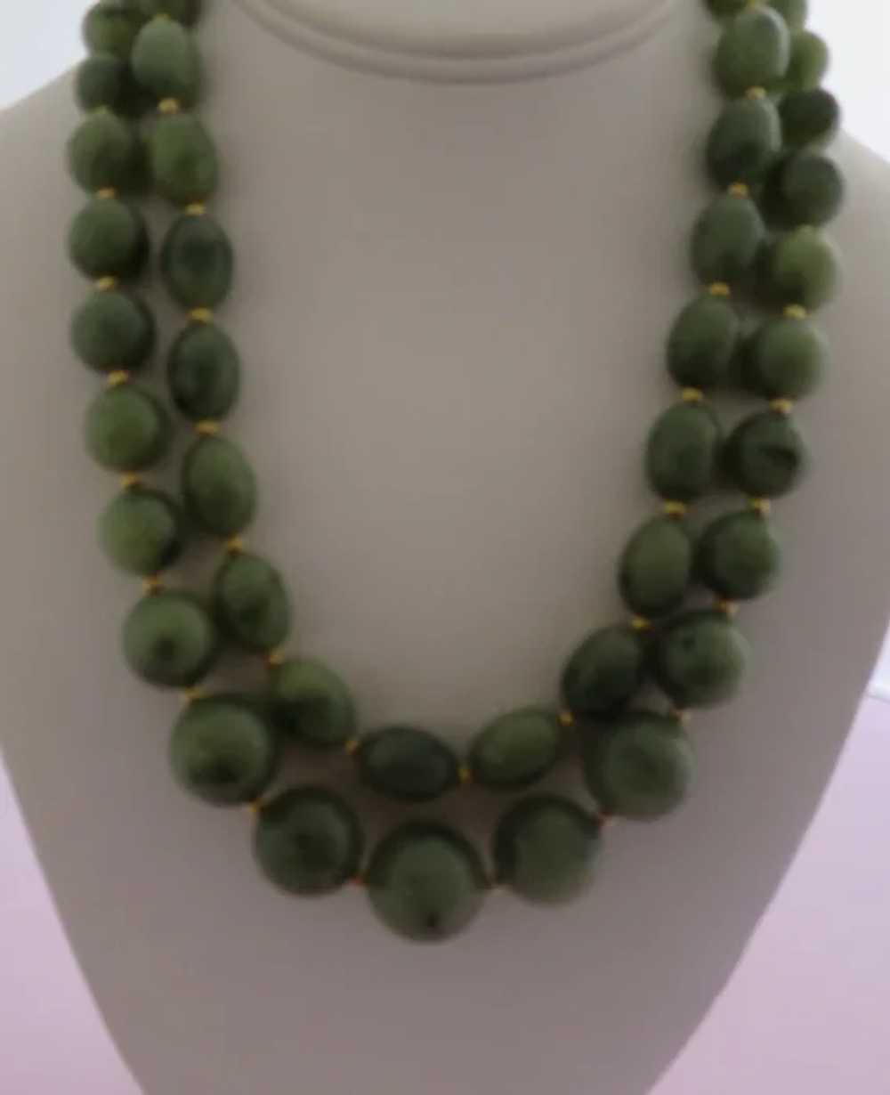 JOAN RIVERS Faux Jade Pair of Necklaces and Earri… - image 2
