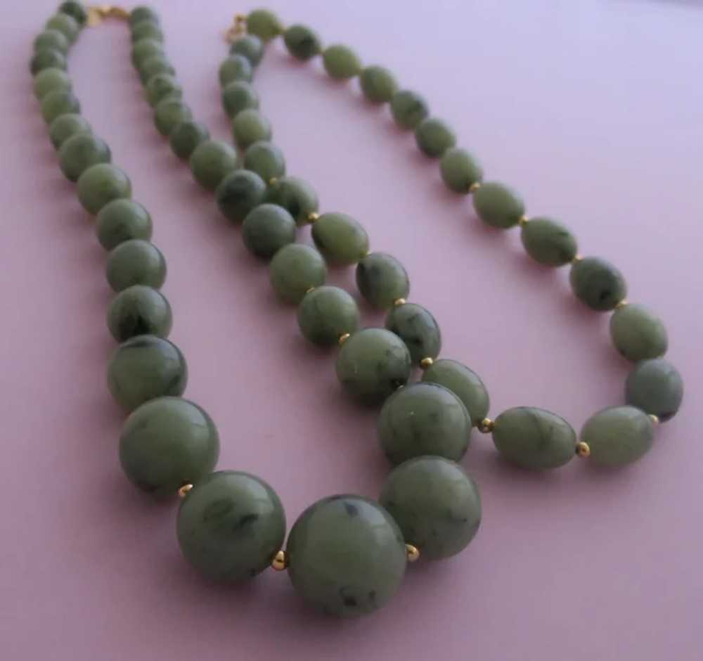 JOAN RIVERS Faux Jade Pair of Necklaces and Earri… - image 3