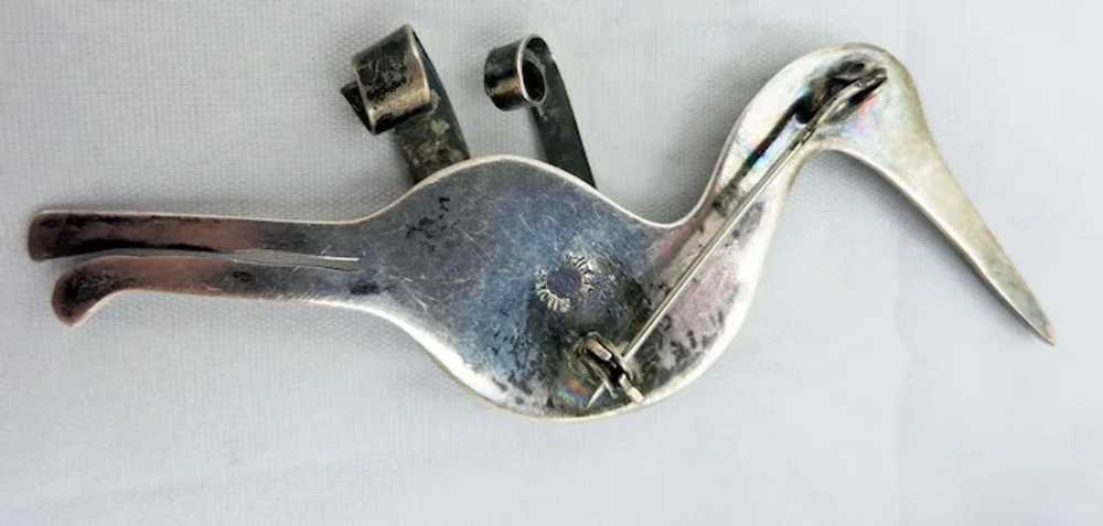 Large Vintage Sterling Silver Mexican Brooch - image 2