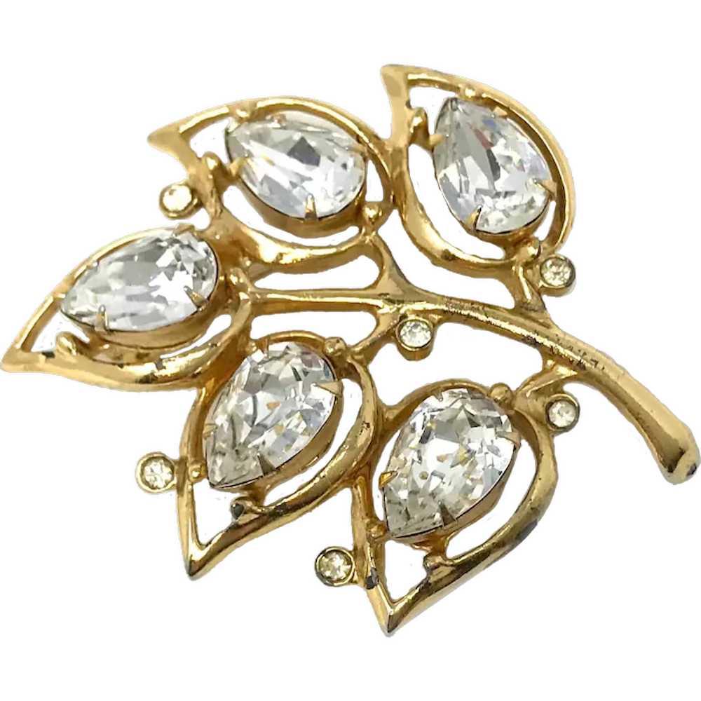 Kramer of N. York Teardrop Rhinestone Brooch - image 1