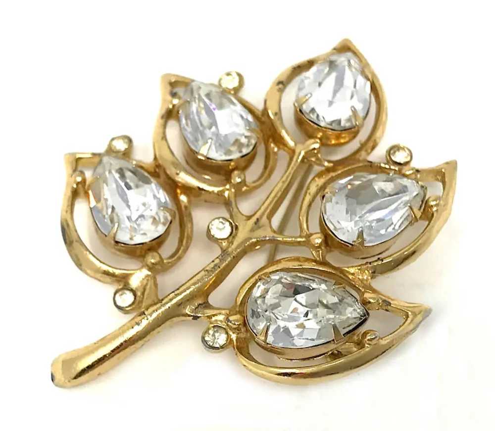 Kramer of N. York Teardrop Rhinestone Brooch - image 2