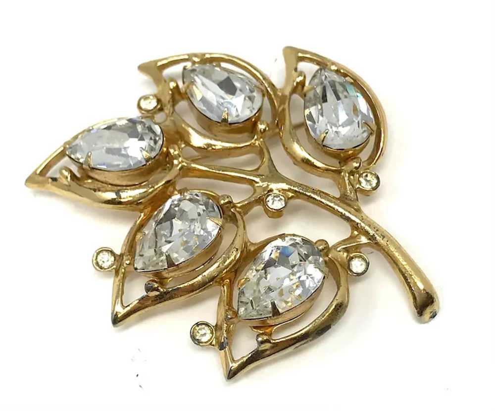 Kramer of N. York Teardrop Rhinestone Brooch - image 5