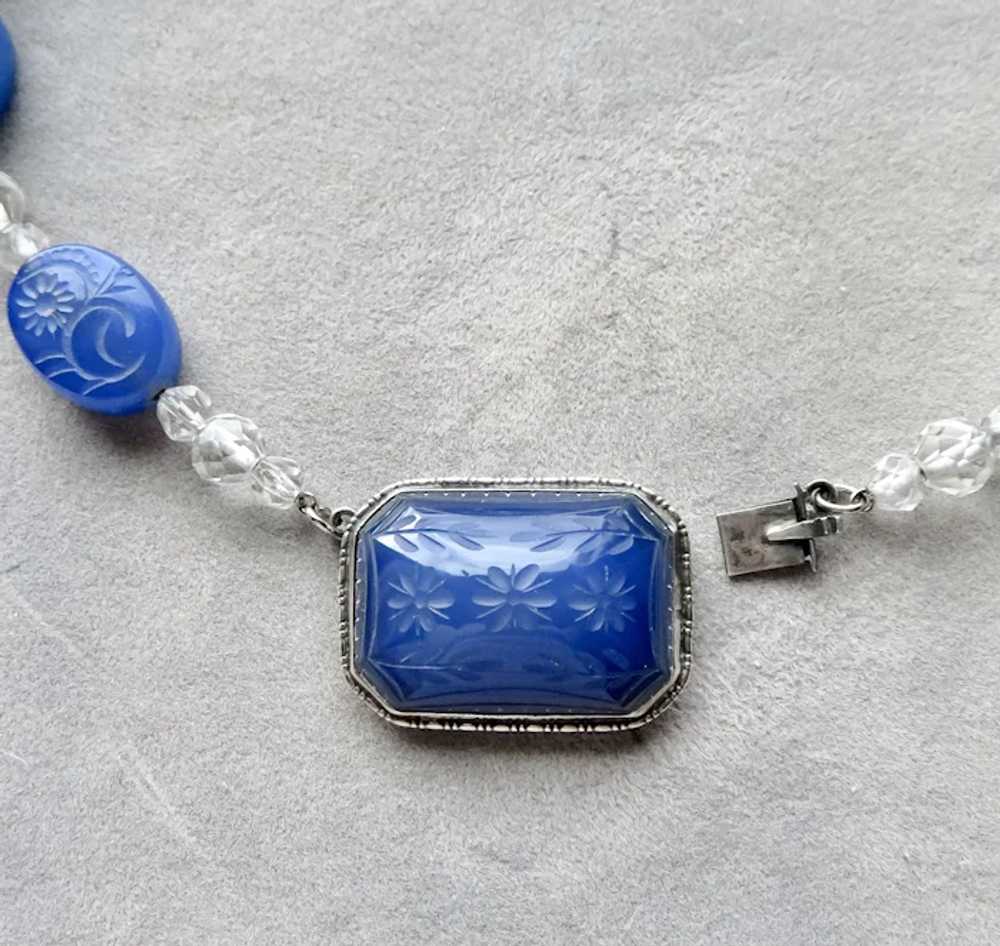 Art Deco Carved Chalcedony Sterling Germany Neckl… - image 4
