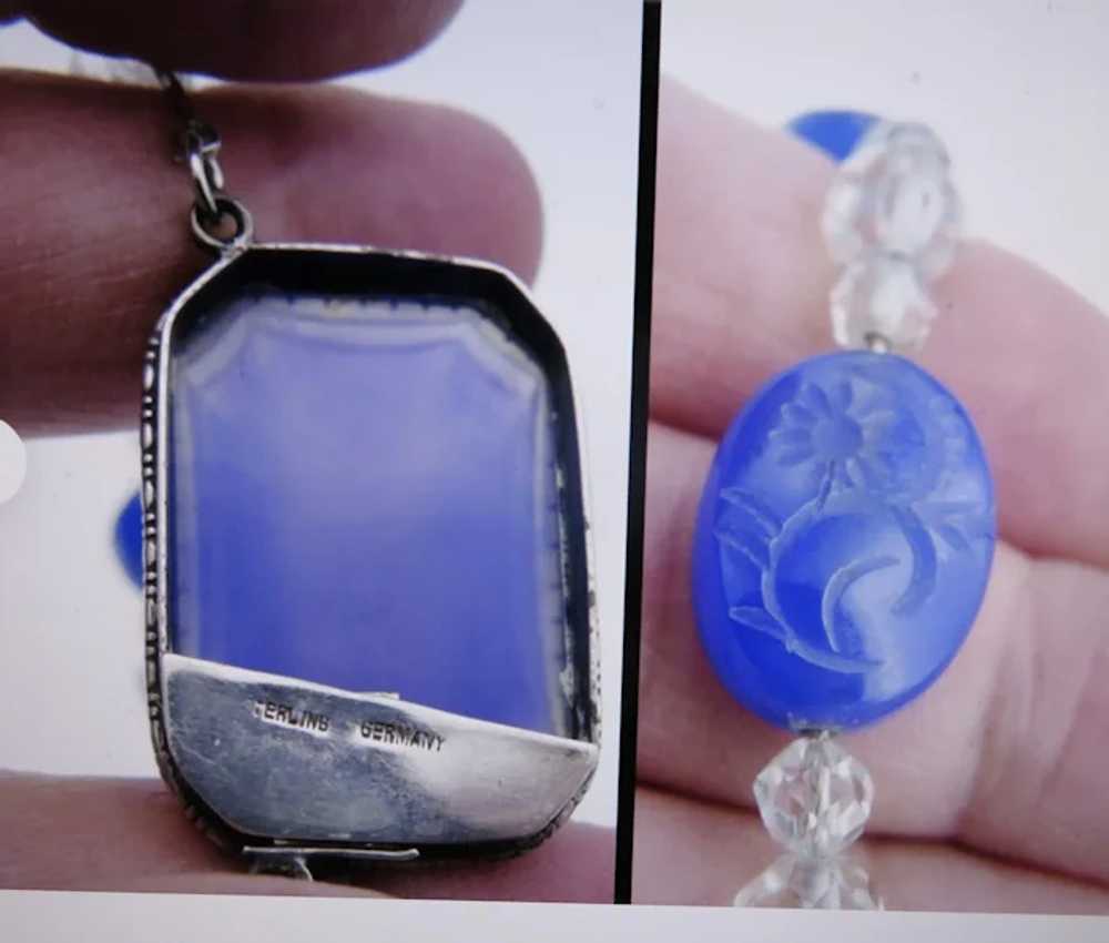 Art Deco Carved Chalcedony Sterling Germany Neckl… - image 7