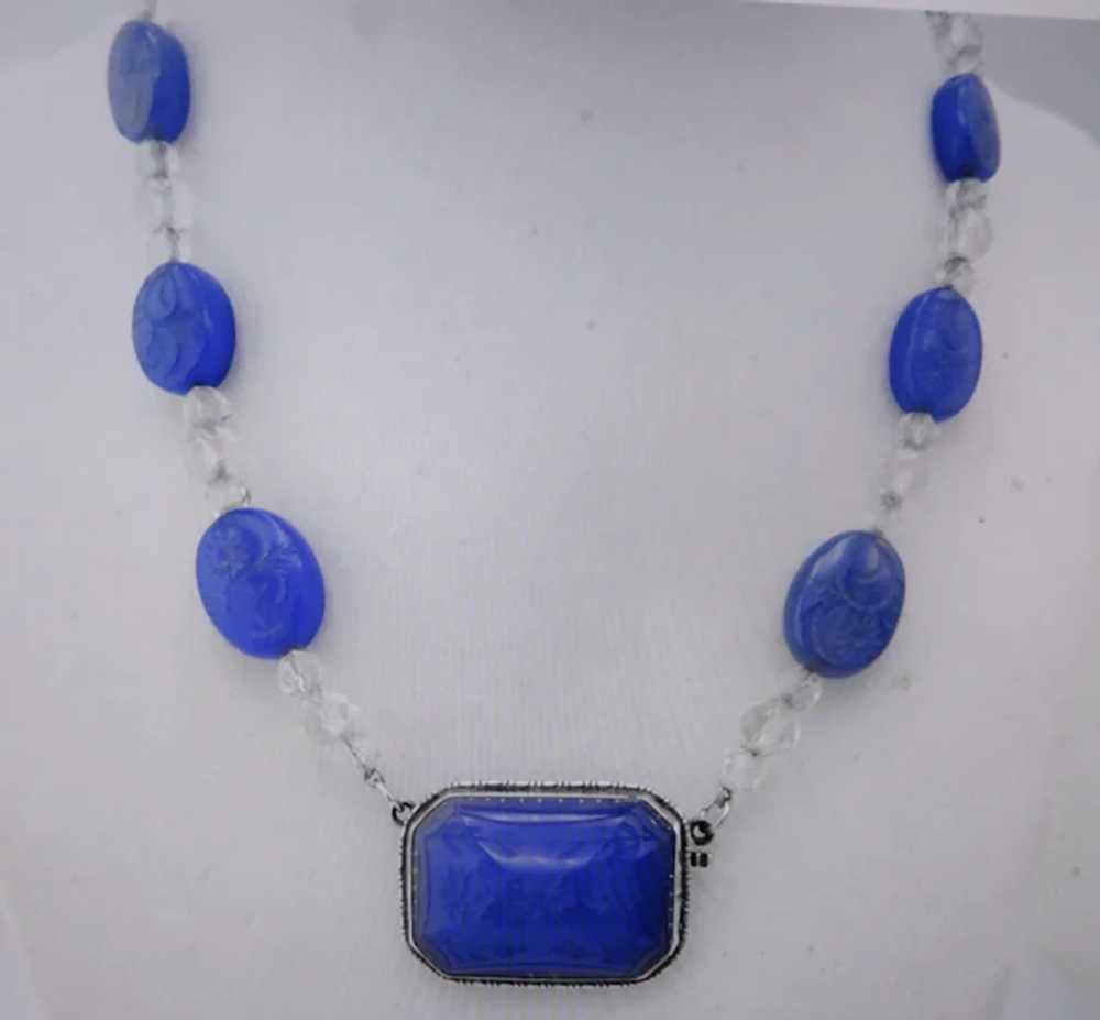 Art Deco Carved Chalcedony Sterling Germany Neckl… - image 9
