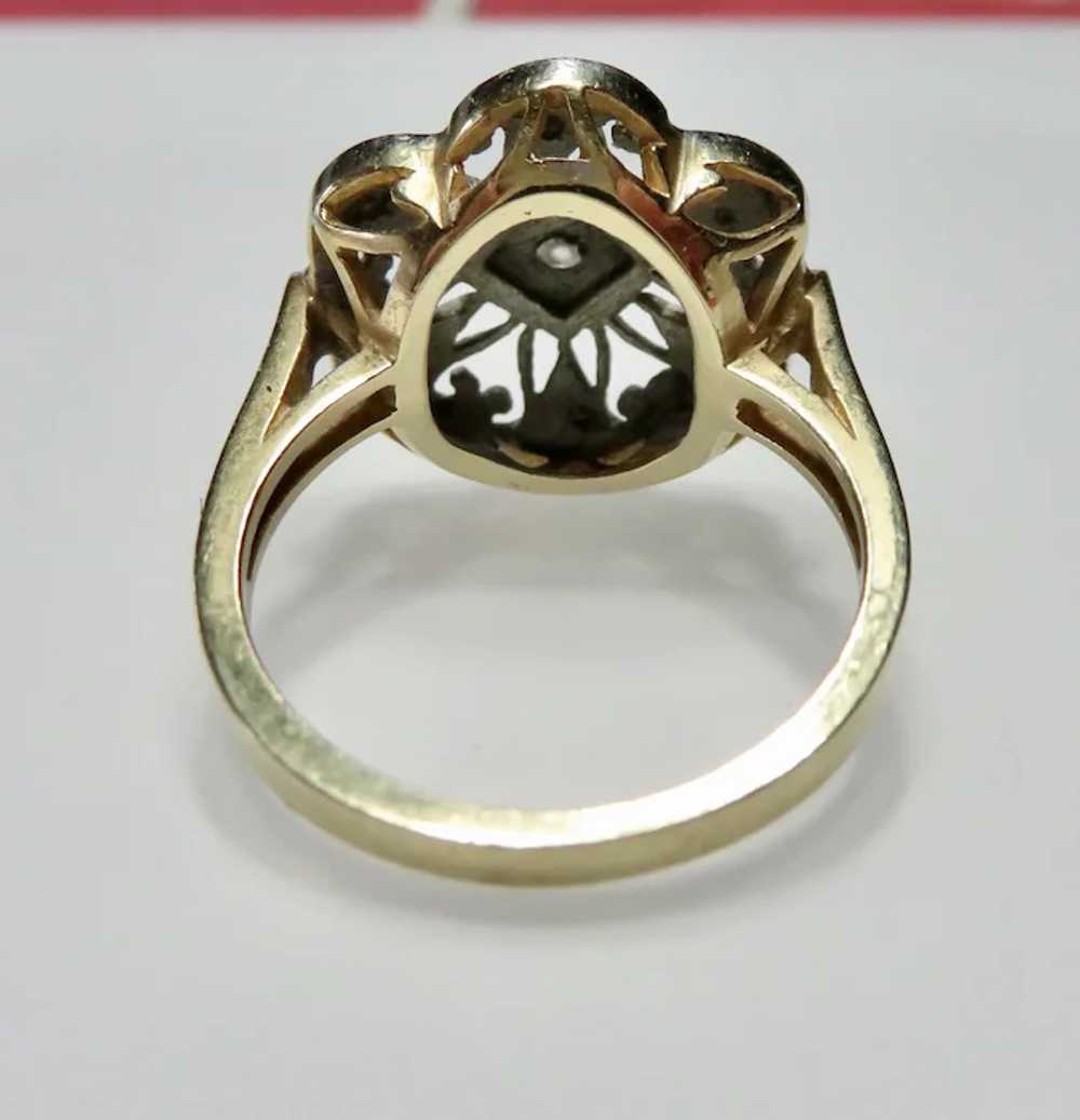 Antique Style Diamond 14K Filigree Ring - image 6