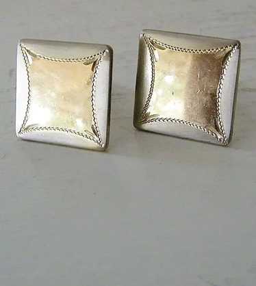 Square silvertone & goldtone cufflinks
