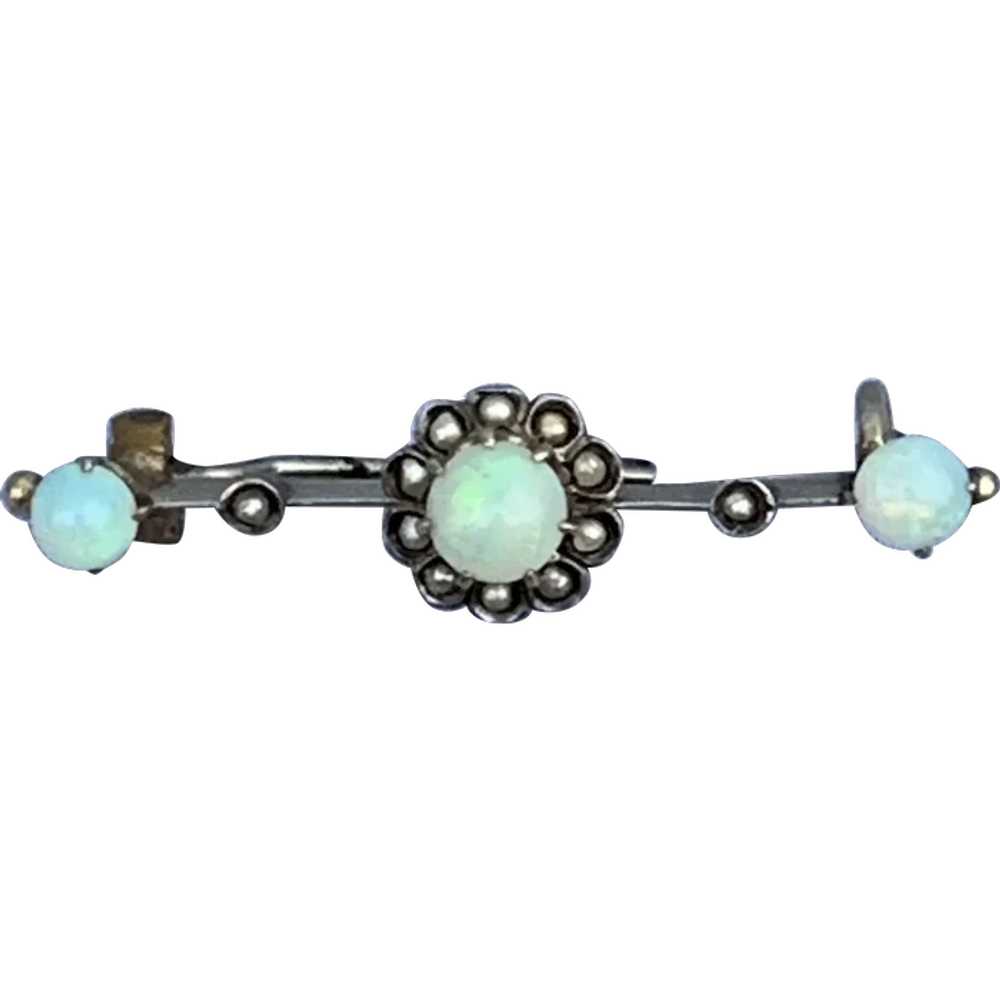 Bar Brooch, Opal and Pearl, 9 ct, Late Victorian - image 1