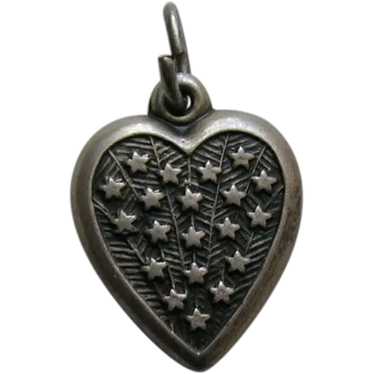 Vintage Stars  Sterling Heart Charm - image 1