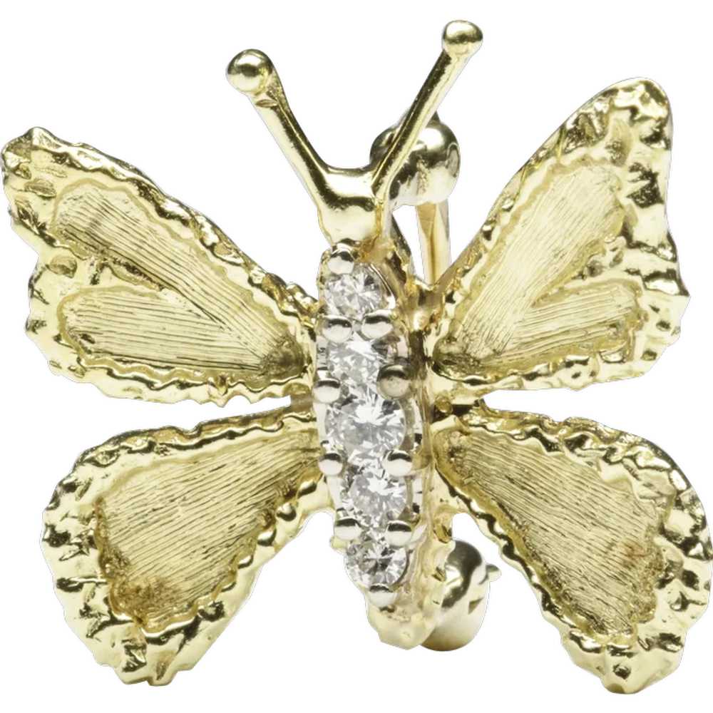 18-Karat Gold Diamond Butterfly Pin, by Honora - image 1