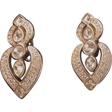 Vintage Rhinestone  clip on Earrings - image 1