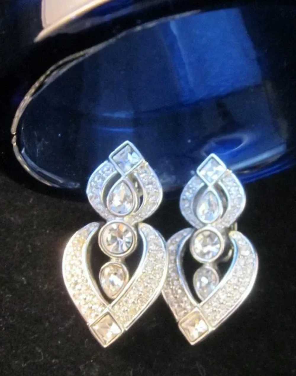 Vintage Rhinestone  clip on Earrings - image 5