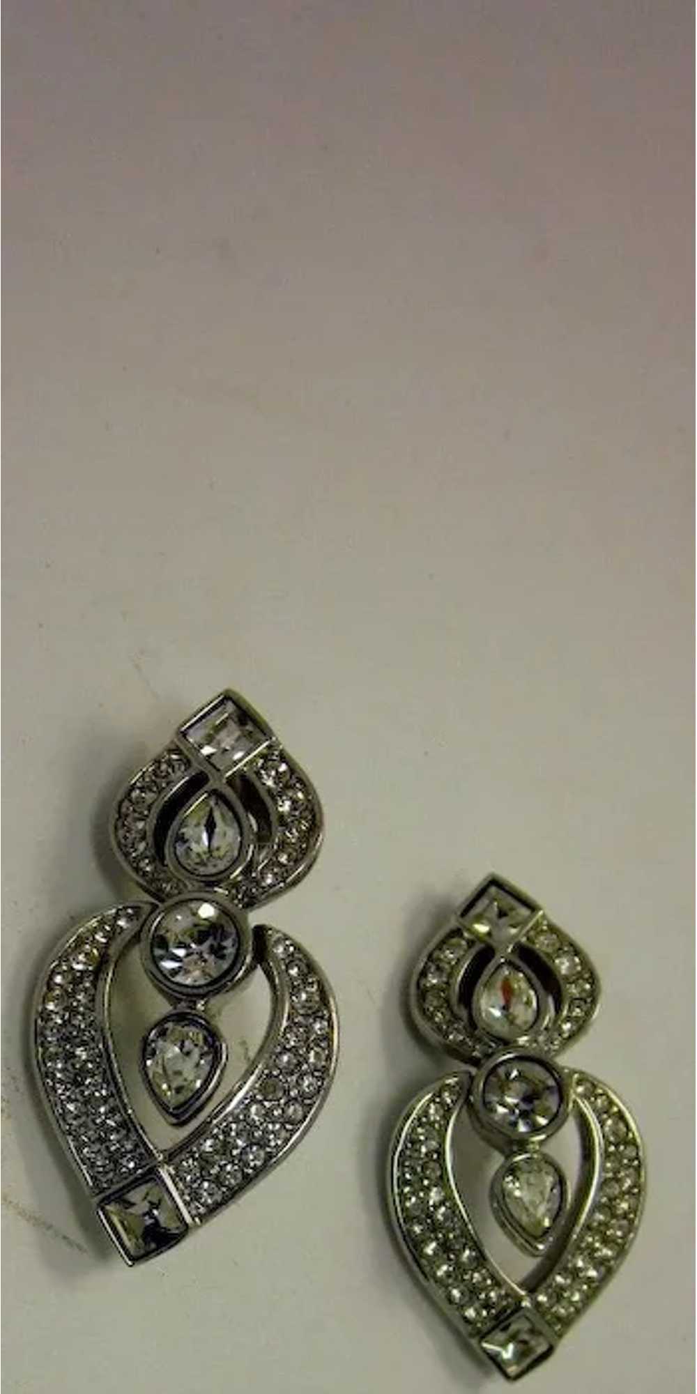 Vintage Rhinestone  clip on Earrings - image 8