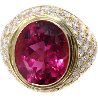 French 7.53 Gem Rubellite Diamond 18 Karat Gold R… - image 1