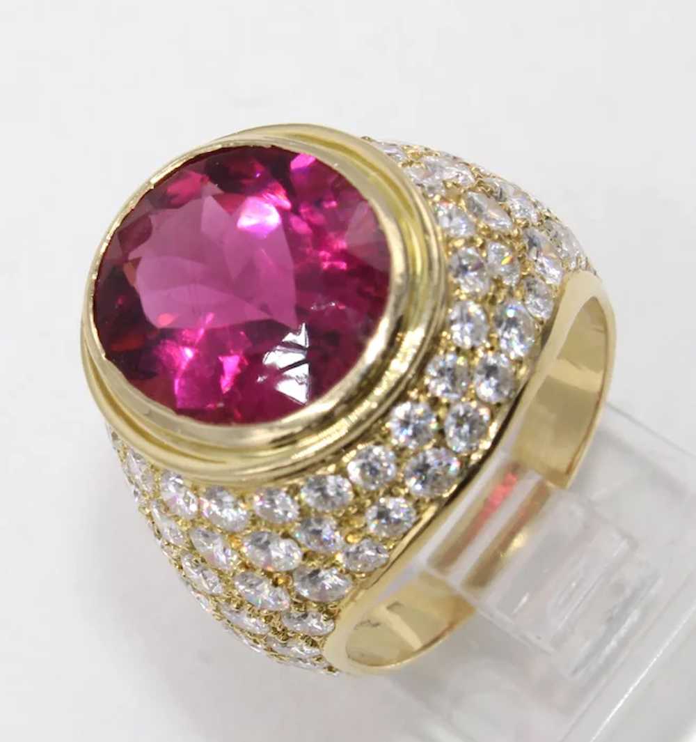 French 7.53 Gem Rubellite Diamond 18 Karat Gold R… - image 2