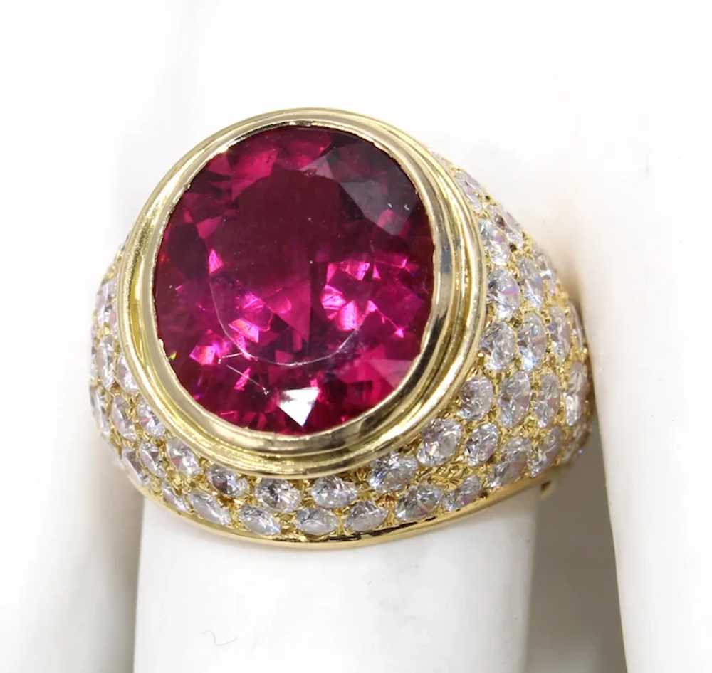 French 7.53 Gem Rubellite Diamond 18 Karat Gold R… - image 3