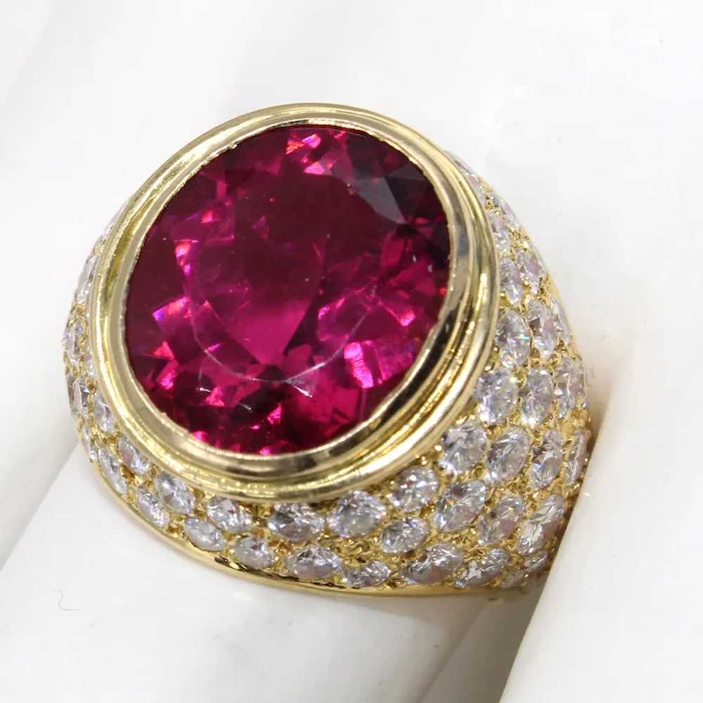 French 7.53 Gem Rubellite Diamond 18 Karat Gold R… - image 4