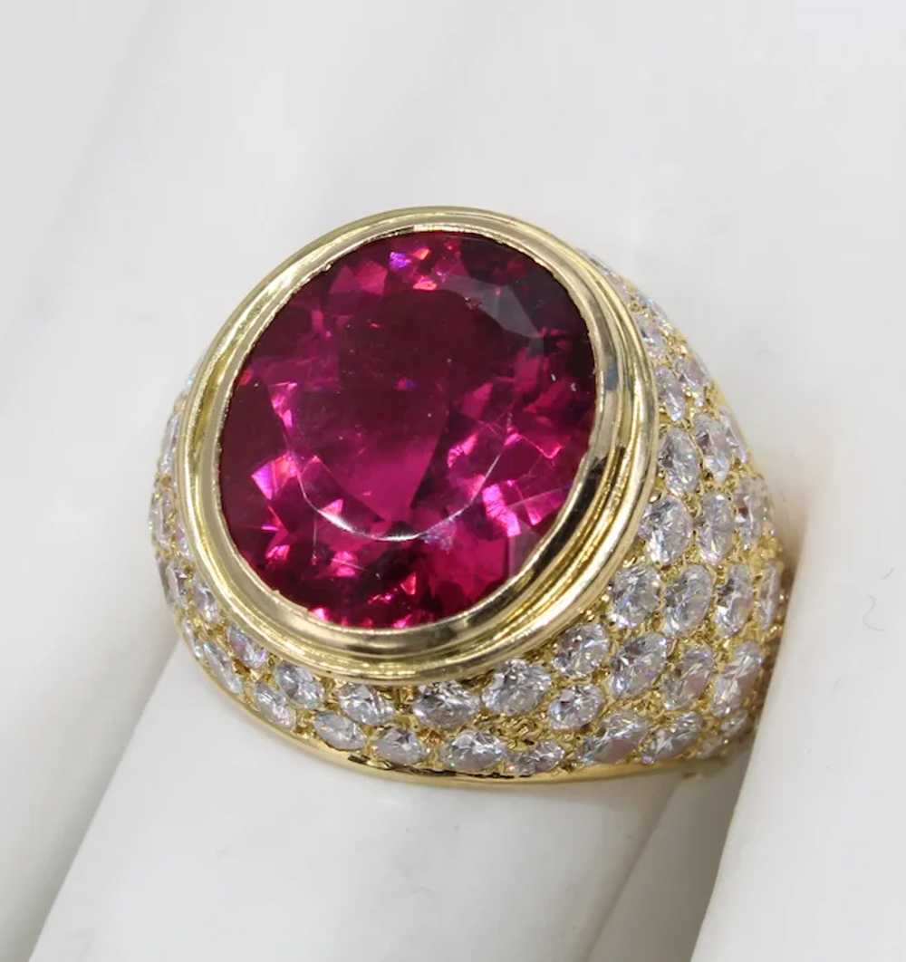 French 7.53 Gem Rubellite Diamond 18 Karat Gold R… - image 5