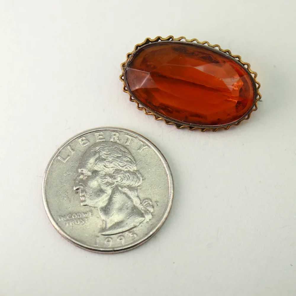 Deep Citrine Glass Oval Rolled Gold Plate Pin - image 3