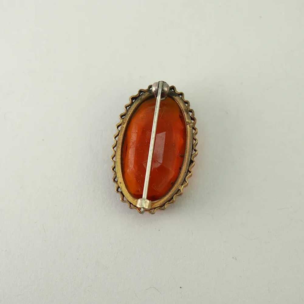Deep Citrine Glass Oval Rolled Gold Plate Pin - image 4