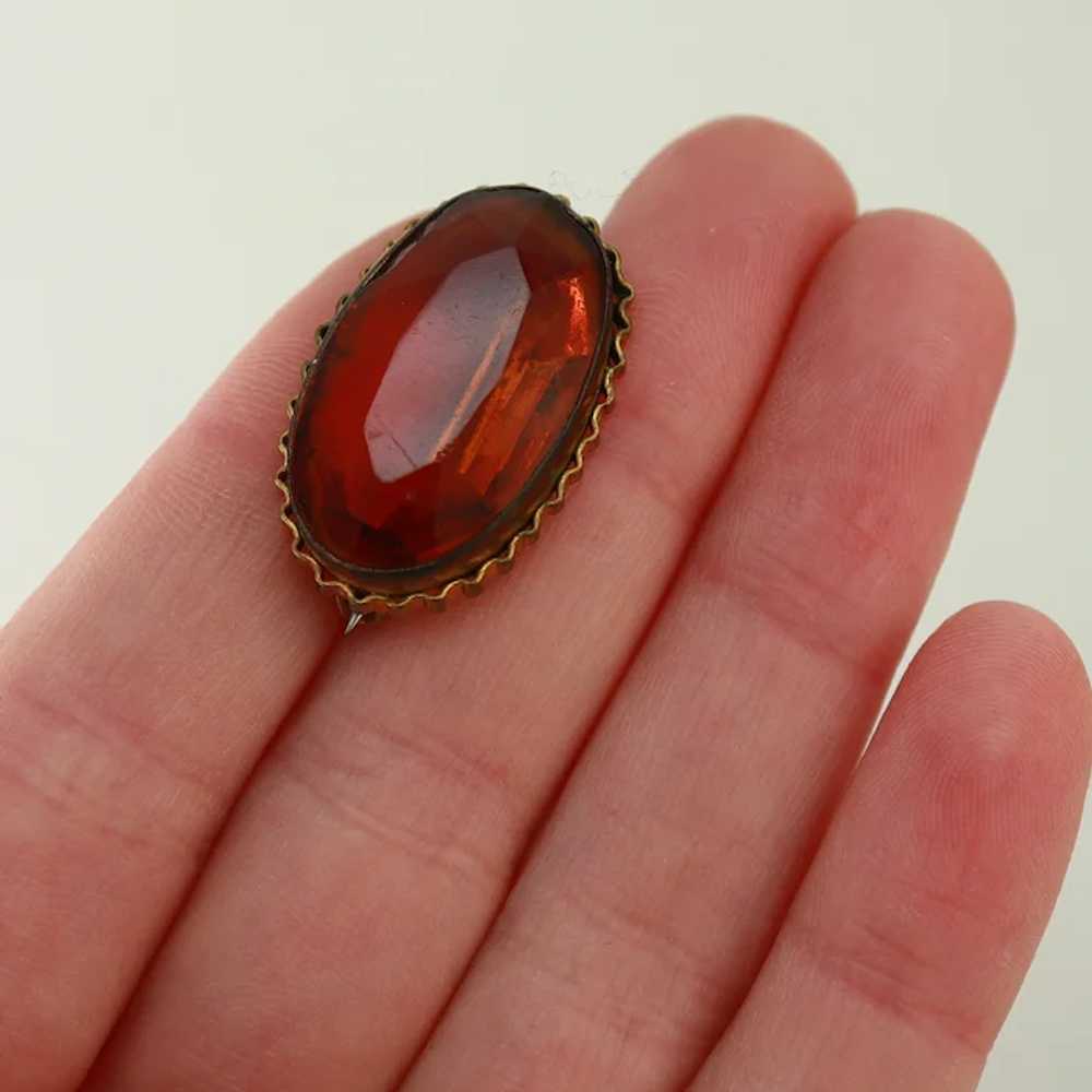 Deep Citrine Glass Oval Rolled Gold Plate Pin - image 5