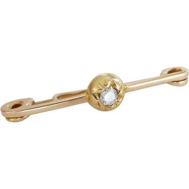 Antique 15CT 15K Gold Diamond Pin - image 1