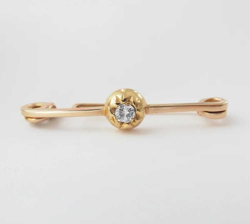 Antique 15CT 15K Gold Diamond Pin - image 2