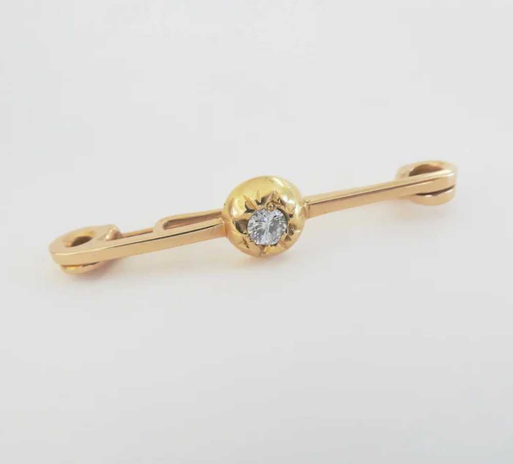 Antique 15CT 15K Gold Diamond Pin - image 3