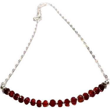 JFTS Mozambique Garnet 925 Sterling Silver Necklac