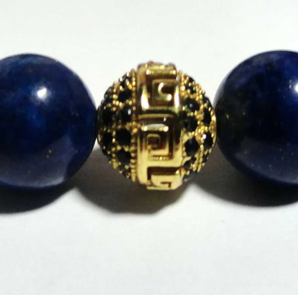 JFTS Womens Lapis Lazuli Gold Plated Stretch Brac… - image 4