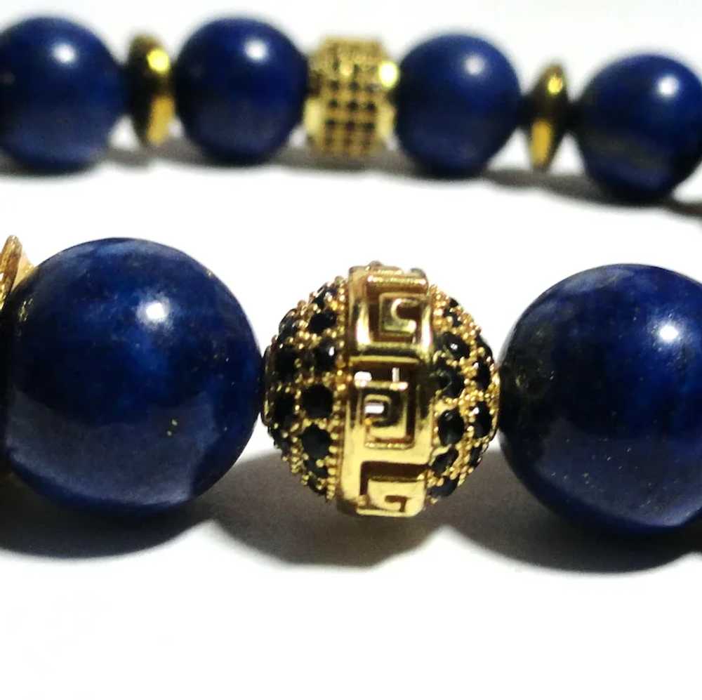 JFTS Womens Lapis Lazuli Gold Plated Stretch Brac… - image 5