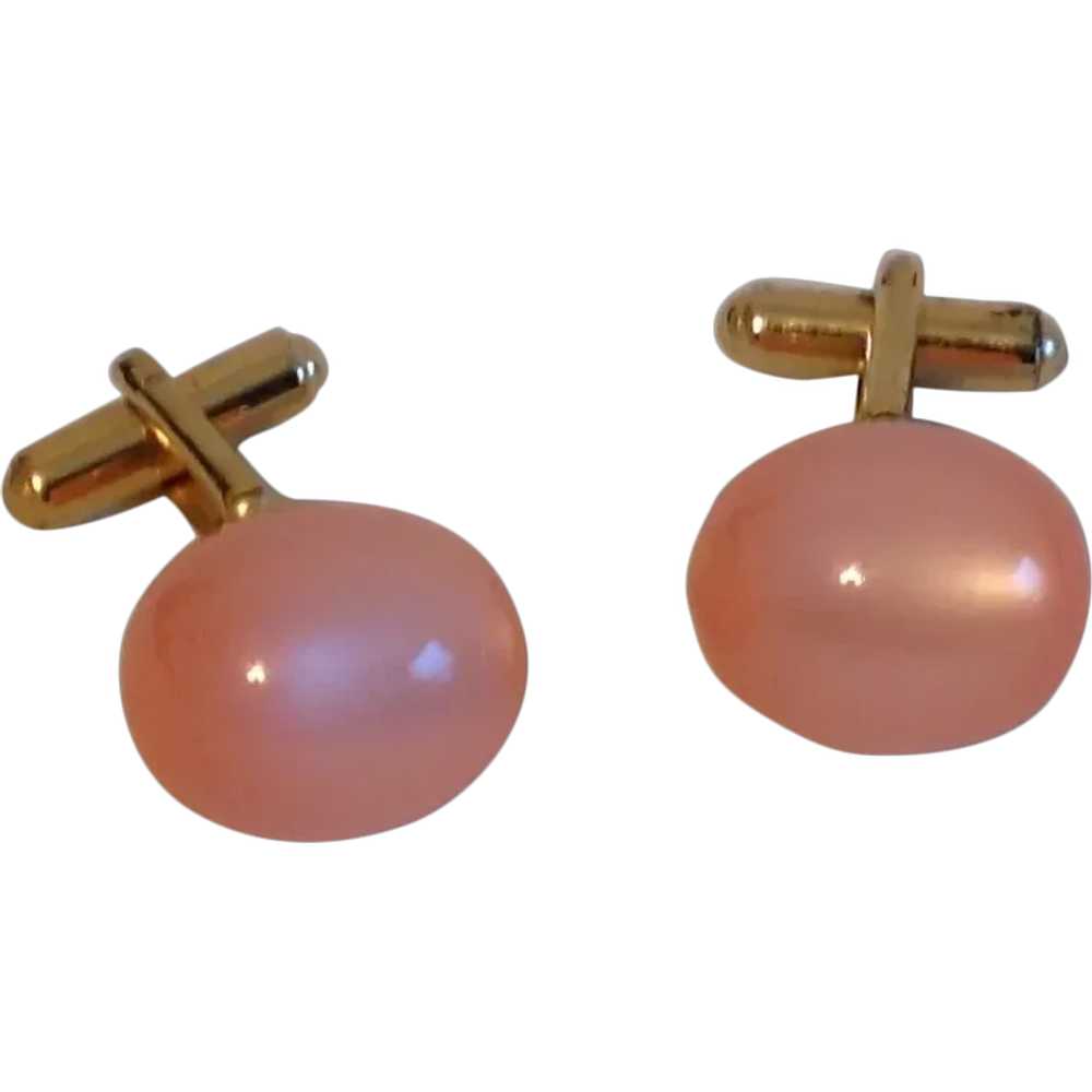 Vintage Cotton Candy Pink Ball Cufflinks - image 1