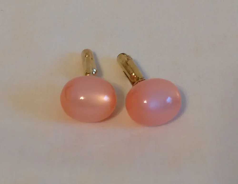 Vintage Cotton Candy Pink Ball Cufflinks - image 2