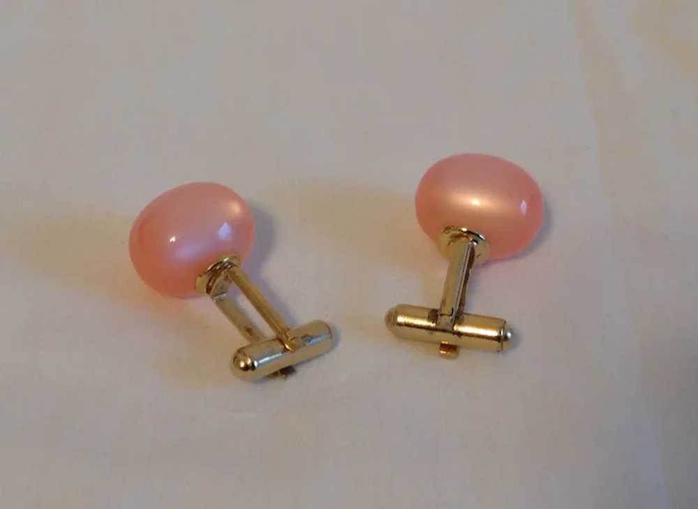 Vintage Cotton Candy Pink Ball Cufflinks - image 3