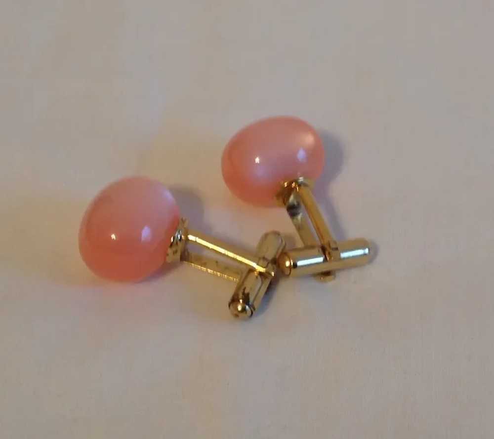 Vintage Cotton Candy Pink Ball Cufflinks - image 4