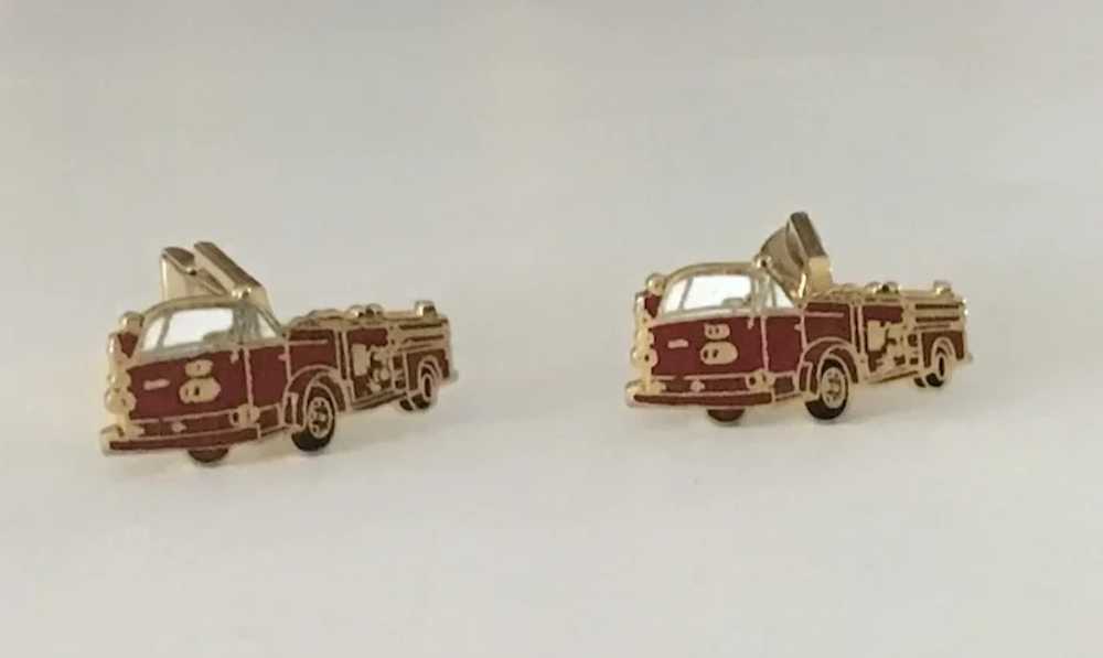 Vintage Fire Engine Tie Bar and Cuff Links Hook-F… - image 2