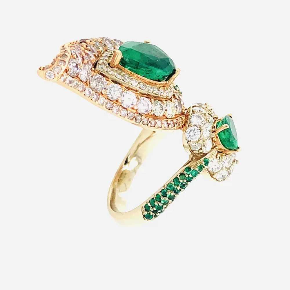 7.06 Carat Pink Diamonds & Emerald Ring 18kt Gold - image 10