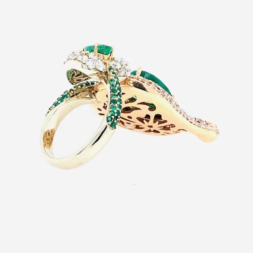 7.06 Carat Pink Diamonds & Emerald Ring 18kt Gold - image 11