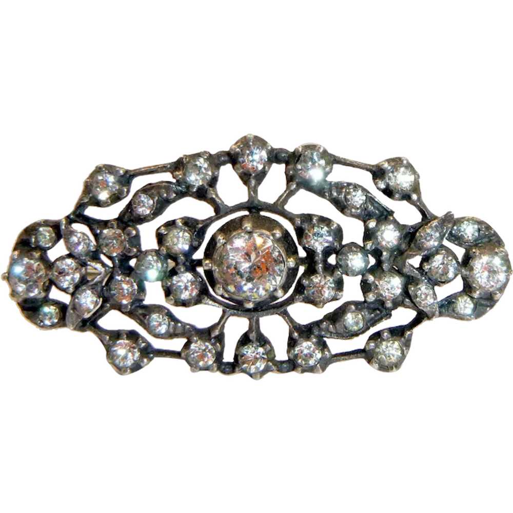 Antique  Silver and Paste  Brooch - image 1