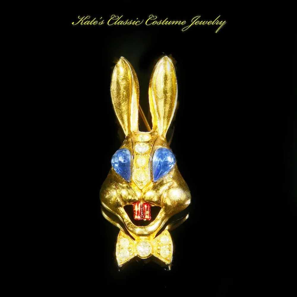 Rabbit Brooch/Pin -- Patriotic Figural -- Unsigne… - image 1